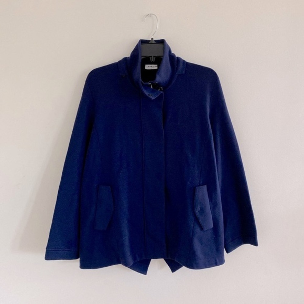 Akris Punto Navy Blue Wool Knit Stand Collar Zip Jacket US 14 Women - Picture 2 of 8